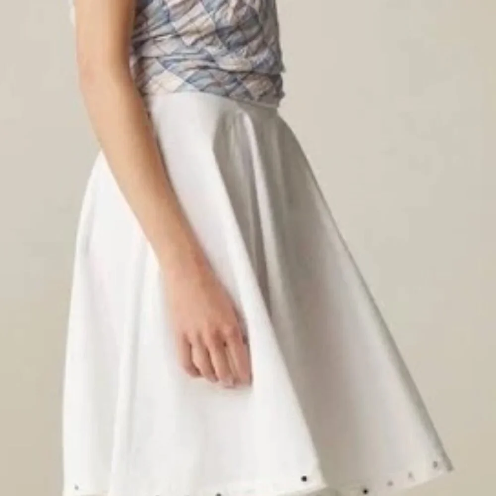 J. Crew Circle Skirt w Mirror Embellishments White SZ XLG Coastal Nautical NWT